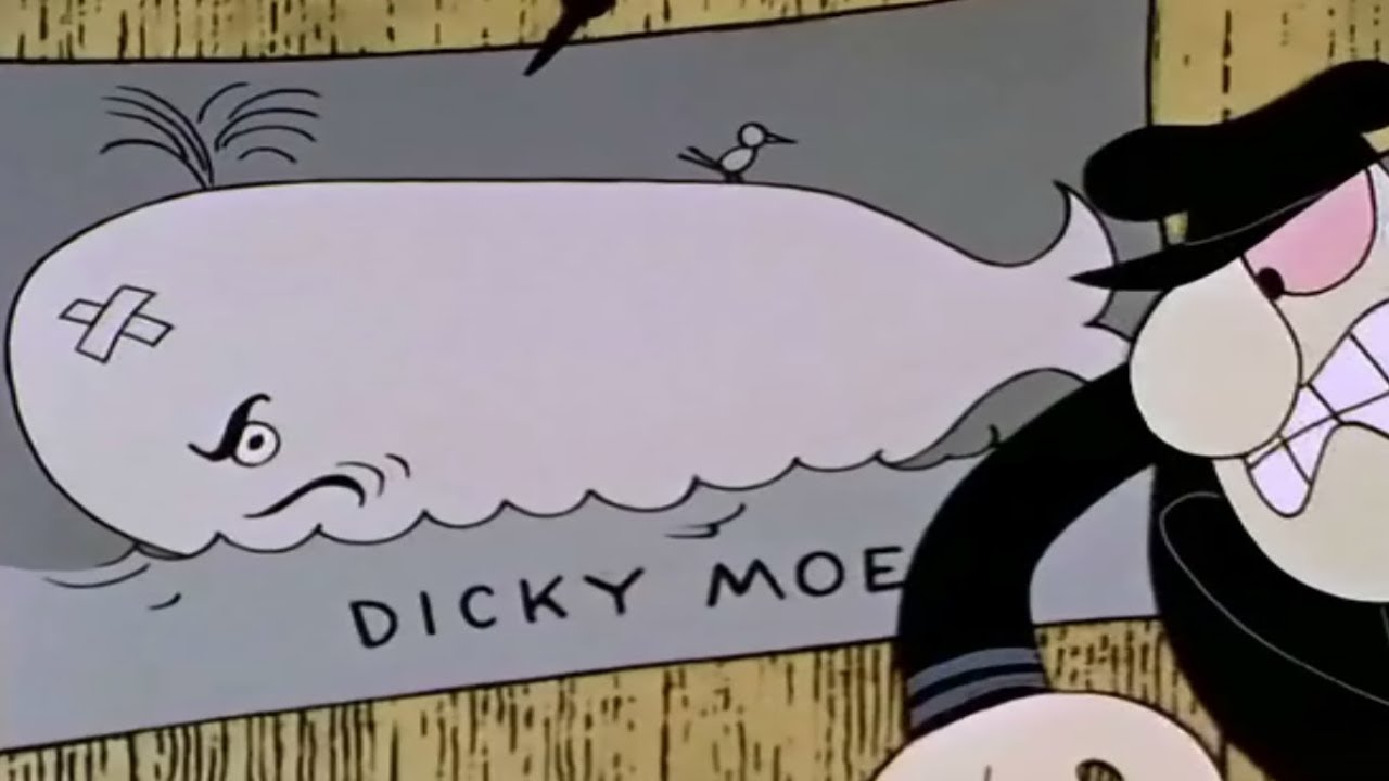 a pirate captain obsessed with catching Dicky Moe, a parody of Moby Dick