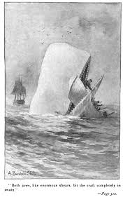 Moby Dick eating part of a ship