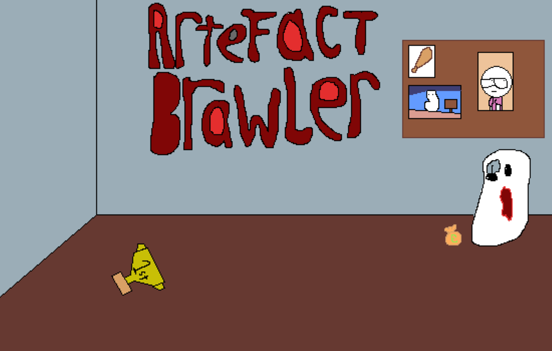 Pixel art of Artefact Brawler's homescreen