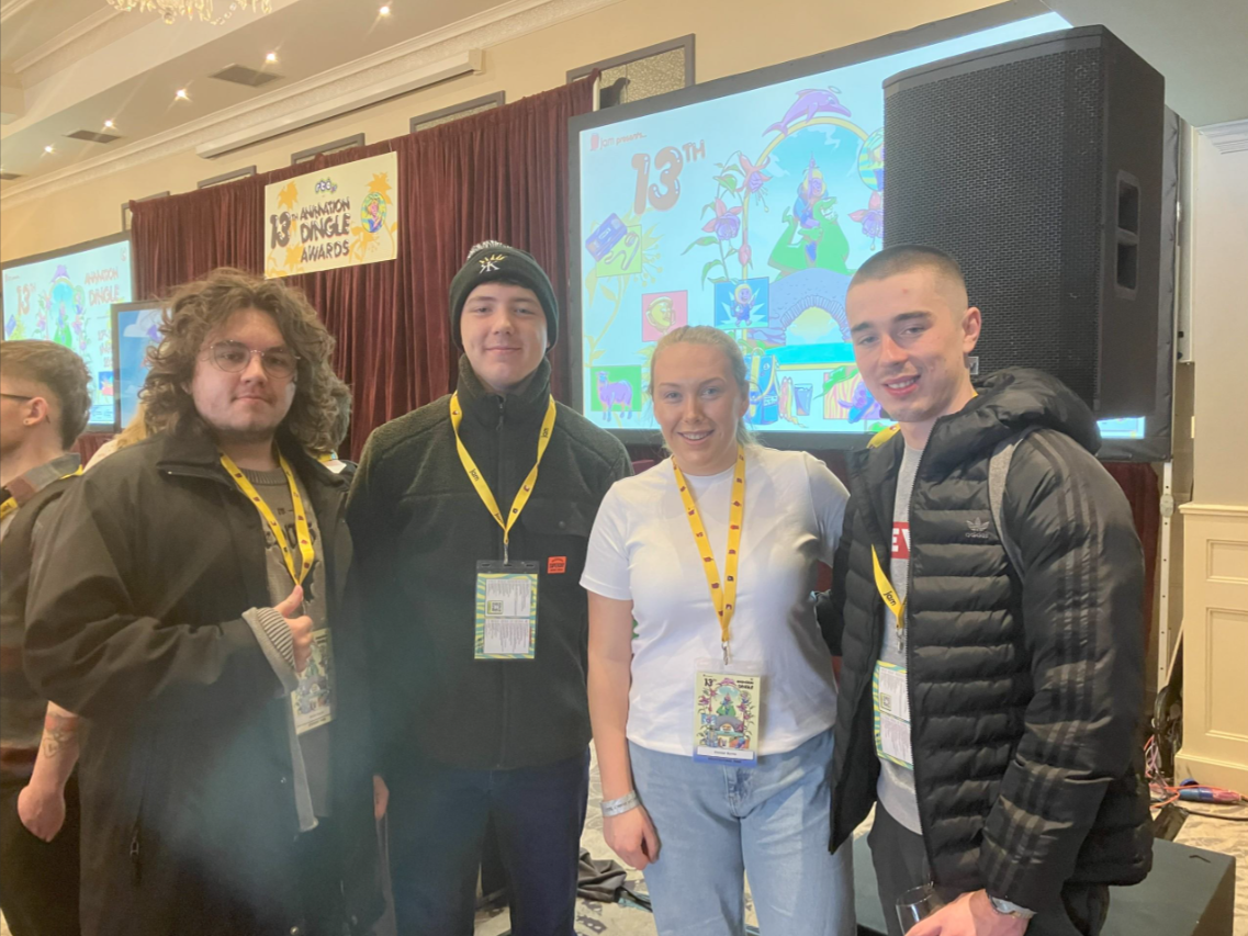 Two of my classmates and I at Dingle Animation Festival